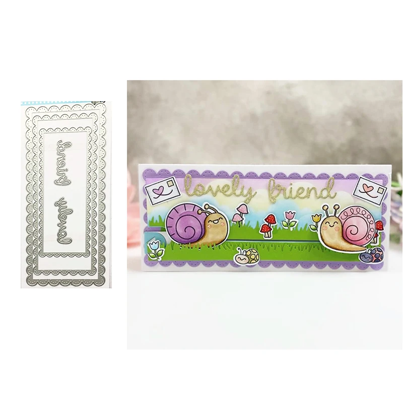 

Slimline Scalloped Letter Metal Cutting Die Scrapbook Embossed Paper Card Album Craft Template Cut Die Stencils New for 2021