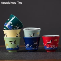 57ml ceramic crane teacup creative handmade master cup small tea bowl kung fu water mug chinese porcelain drinkware tea cup