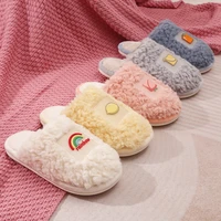 fashionable simple cute fruit winter slippers warm plush home couples cotton slippers home non slip soft