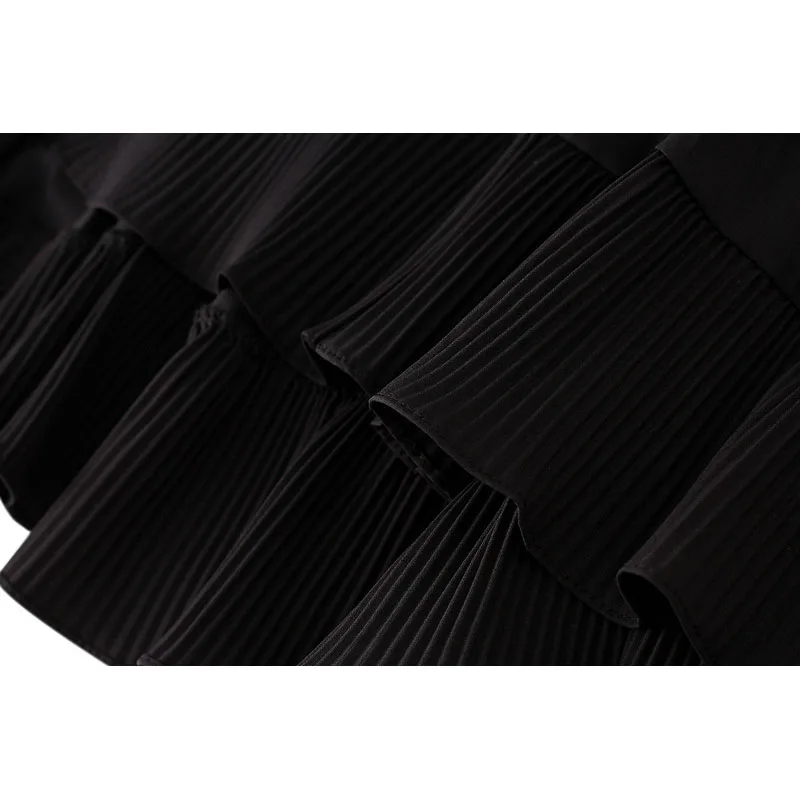 

Unireal 2021 Summer Women Pleated Skirt High Waist Cute Cake Skirt Vintage Vocation Ruffle Midi Skirt