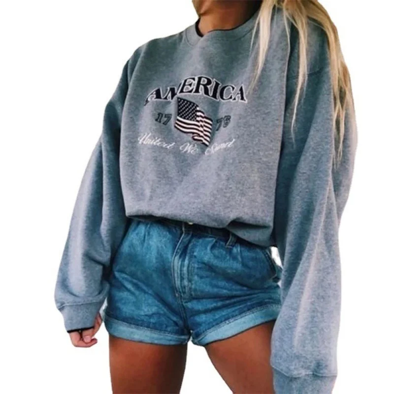 

Oversized Letter Print Sweatshirt Women Vintage Streetwear Loose O-neck Long Sleeve Pullover New Fashion Tops 2021 Autumn Winter