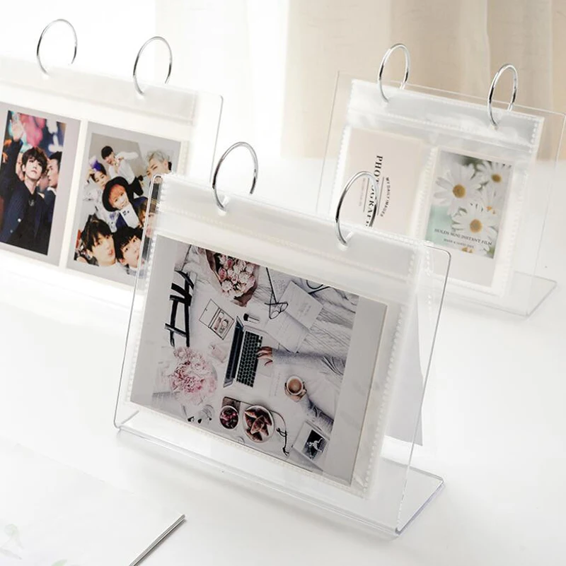 

3/5 inch Desktop Photo Album Acrylic Polaroid Instax loose leaf Photo Album Home Decoration Star Postcard Collect