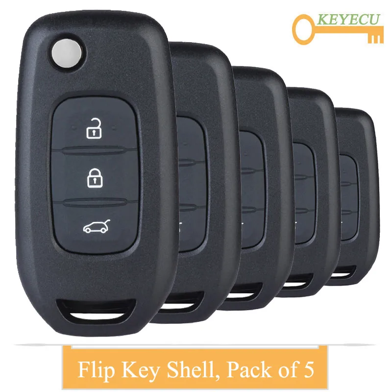 Складной чехол KEYECU для автомобильного ключа Renault XP Megan Kadjar Koleos сменный брелок с 3