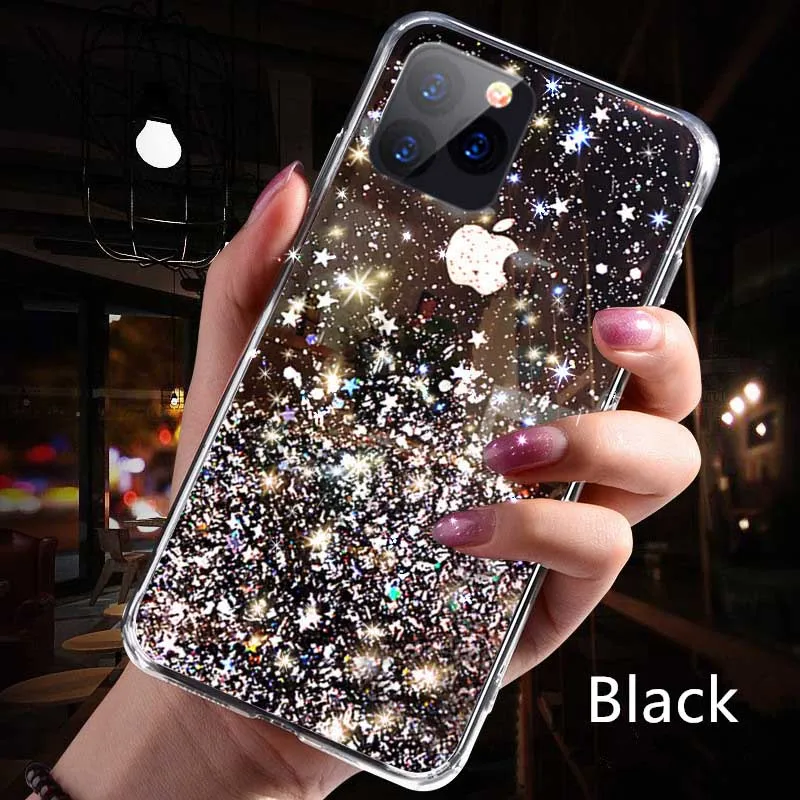 Блестящий чехол LOVECOM с блестками и звездами для iPhone 13 Pro 12 11 Max XR XS 6 7 8 Plus X