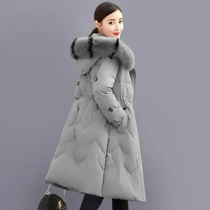 Женская Стеганая хлопковая куртка средней длины с вышивкой свободная стеганая в