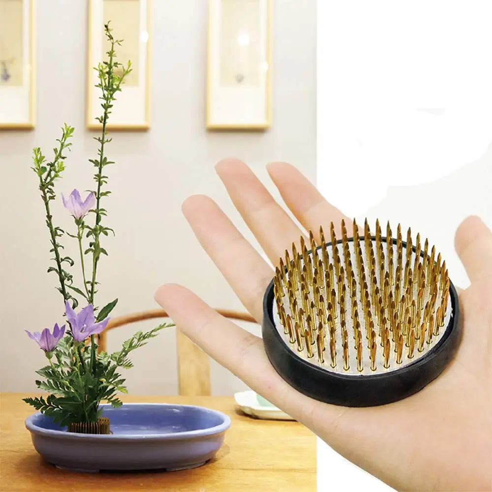 

Round Japanese Flower Holder Pin Ikebana Kenzan Flower Decoration Fixed Arrange Tool Japanese Ikebana Kenzan Needle Flower Base