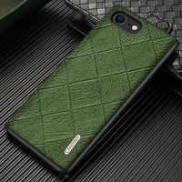 genuine leather rhombus grain cell phone cases for iphone se 2020 13 pro max 12 mini 12 11 pro max x xs xr 6 6s 7 8 plus 5 cover