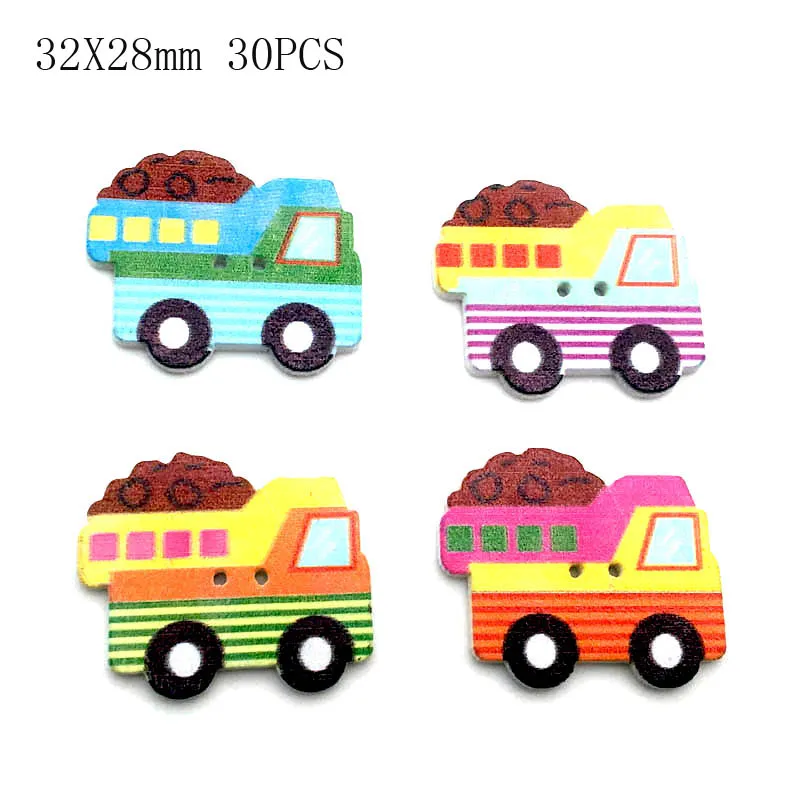 

30 шт., деревянные пуговицы для детской одежды