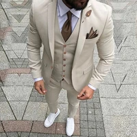 latest coat designs beige slim fit groomsman blazers for mens wedding suits custom made 3 pieces formal jacketvestpants tuxedo