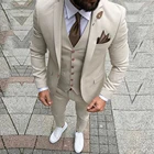 Новейший дизайн пальто бежевый приталенный пиджак для шафера мужские свадебные костюмы индивидуальный пошив из 3 частей официальный пиджак + жилет + брюки смокинг