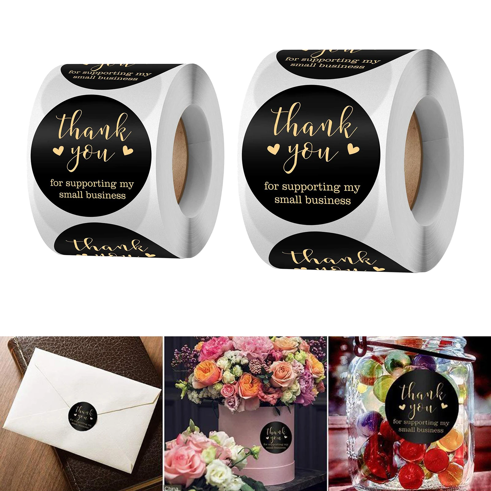 

500Pcs Round Thank You for Supporting Handmade Food Gift Craft Labels Stickers