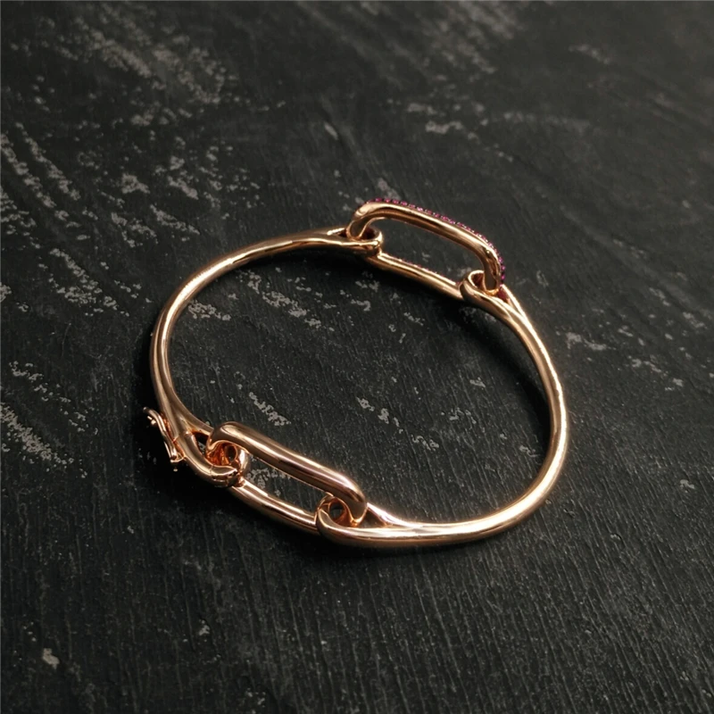 

MEIJI S925 White Buckle Silver Bangle Rose Golden Bracelet Female Niche Design Simple Fashion Personalized Luxury Monaco Jewelry