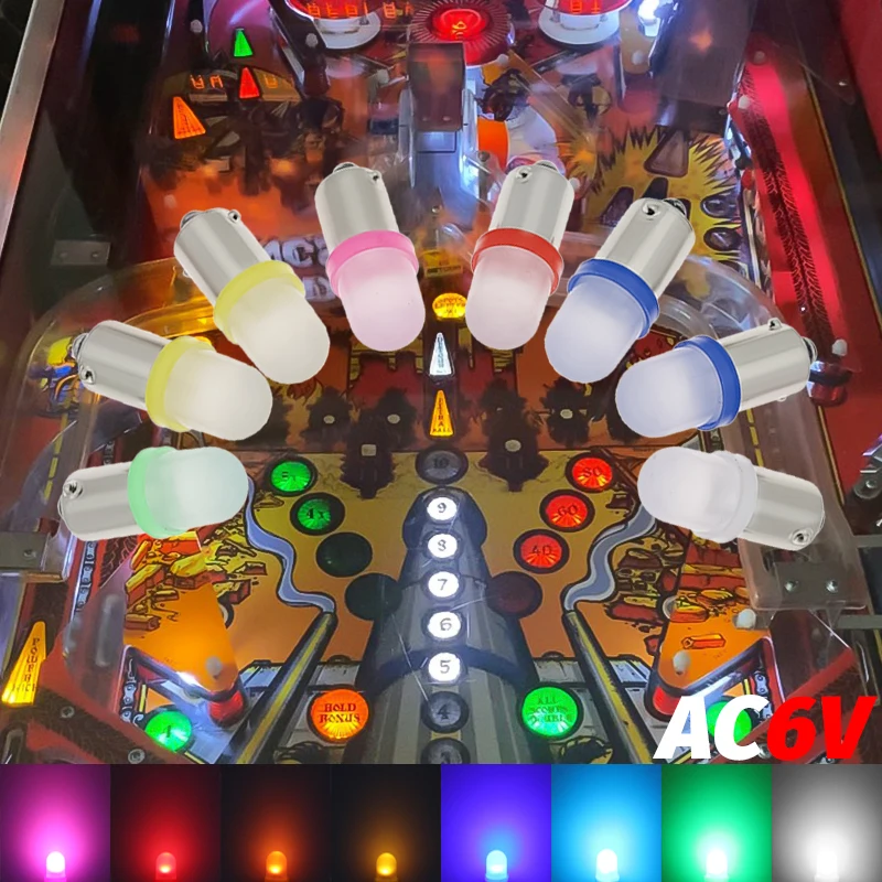 100 штук BA9S T4W #44 #47 Основание с матовым объективом. Различные цвета доступны. Без полярности AC DC 6V 6.3V Led-лампы для игрового автомата Pinball Machine