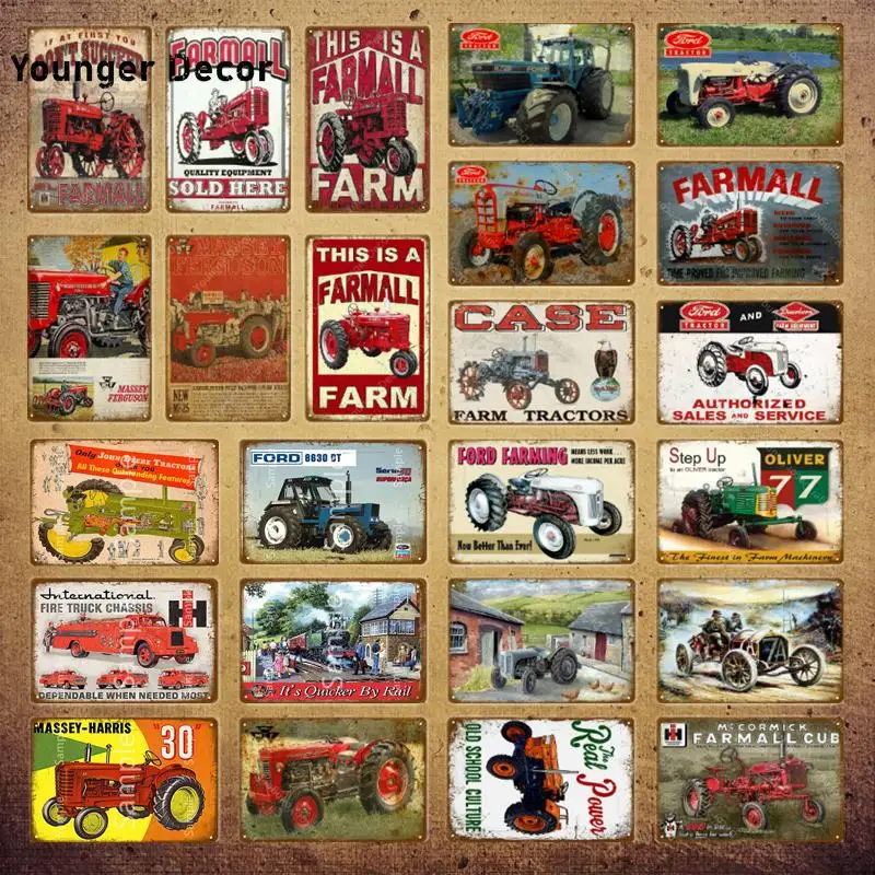 

Vintage Trucks Metal Poster Farmall Farm Tractors Metal Tin Signs Ford Farming Wall Art Painting Plaque Farmhouse Decor YI-061