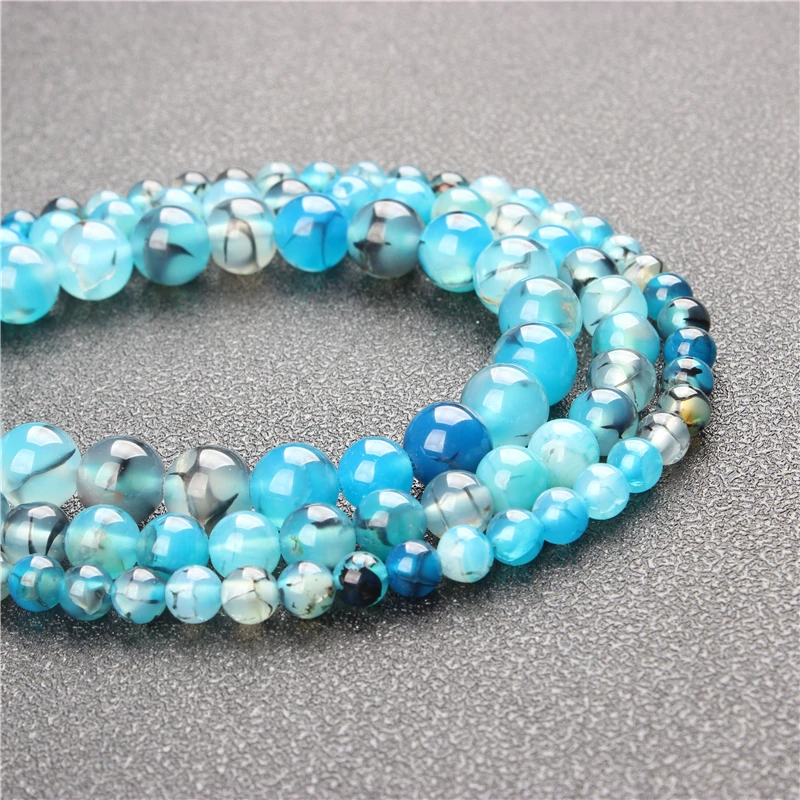 

Natural Blue Dragon Agate Round Bead Loose Beads 6 / 8 / 10 / 12mm Suitable For Jewelry Making DIY Bracelet Necklace