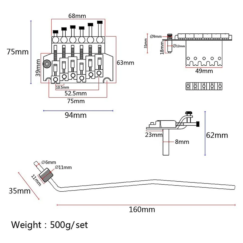 Набор для замены гитары Tremolo Bridge крыла американского стандарта гитара Stratocaster