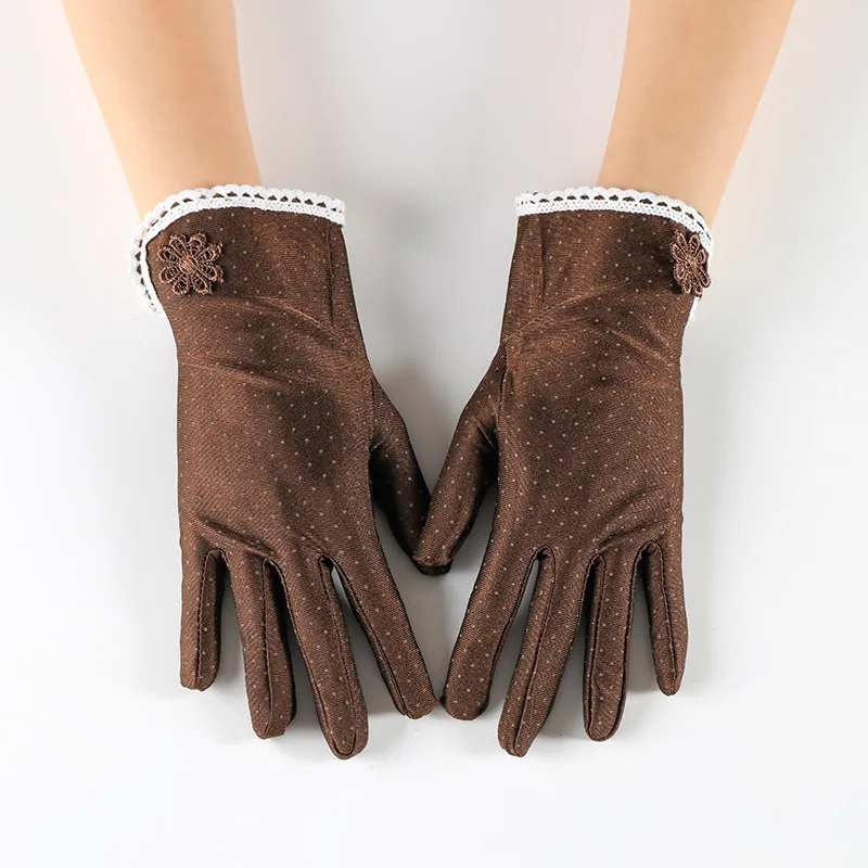 

Women Summer New Sunscreen Gloves Thin Short Paragraph Lace Dot Outdoor Driving Gloves