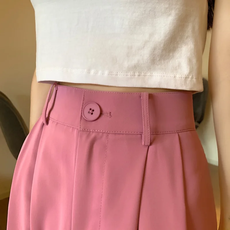 

2021 High Waist Straight Wide Leg Pants Women Harajuku New Autumn Summer OL Bottoms Solid Loose Casual Full Length Suit Pants