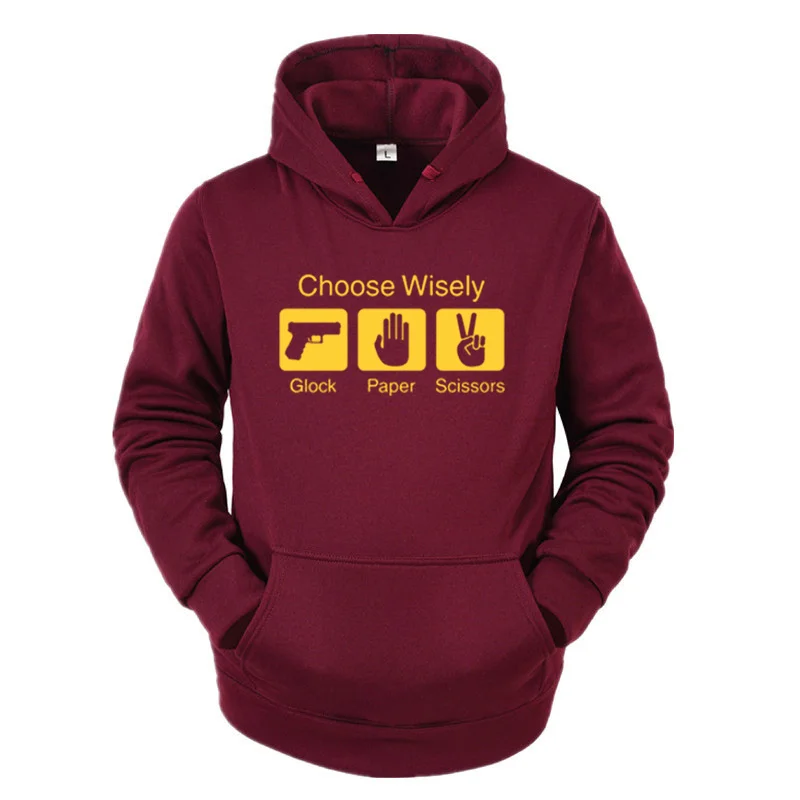 

Choose Wisely Gun Scissors Funny Shirt Mens Hoodies Sweatshirts Winter New European and American Style Cotton Men Hoodie Top