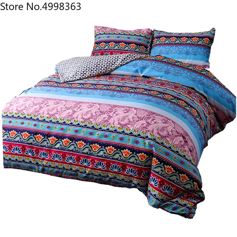 

2/3pcs Bohemian National Style Duvet Cover Set 2/3 Piece Single Double Queen King Size Bed Linen Set Geometry Mandala Bed Cover