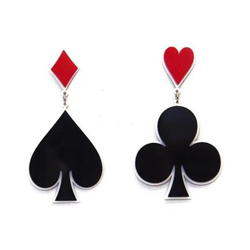 Модные Акриловые Длинные серьги Cpop креативная покерная форма большие