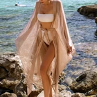 Летняя популярная женская накидка на бикини, Пляжное Платье, купальники из золотой сетки, накидка, Пляжная верхняя одежда