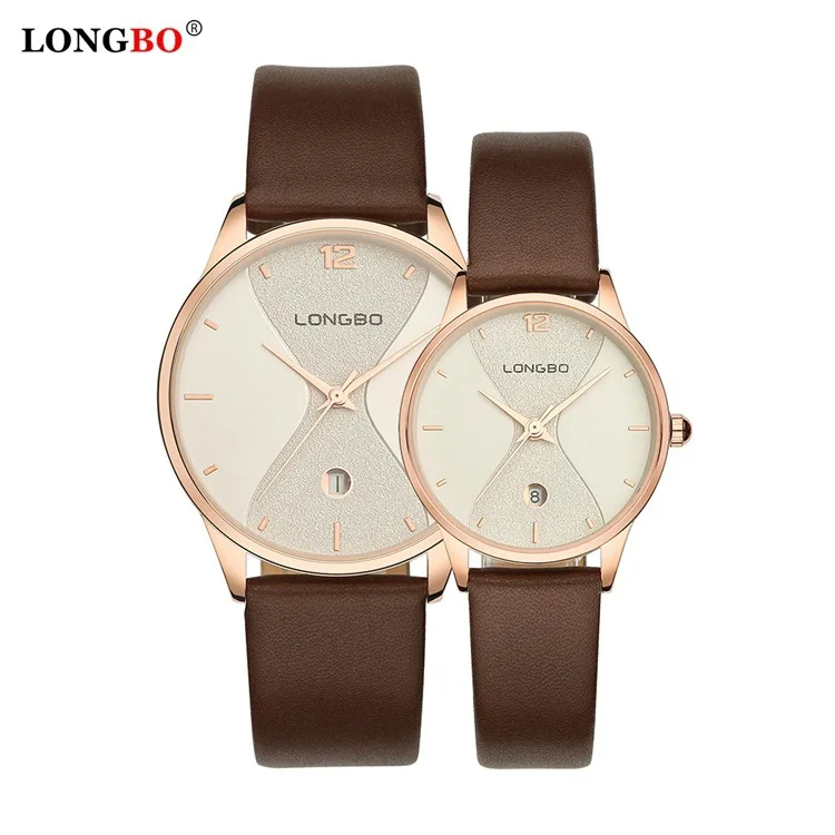 

LONGBO7315 Casual Couple Quartz Watch Japan Quartz Movement Women's Watch Leather Strap Men's Watch