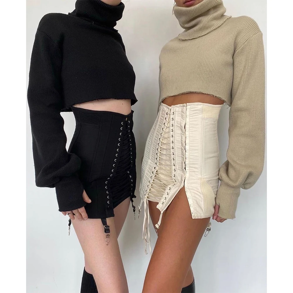 

Sexy High Waist Bandage Mini skirts Slim sexy Solid color skirts for girls korean bodycon gothic skirt women's skirt 2021
