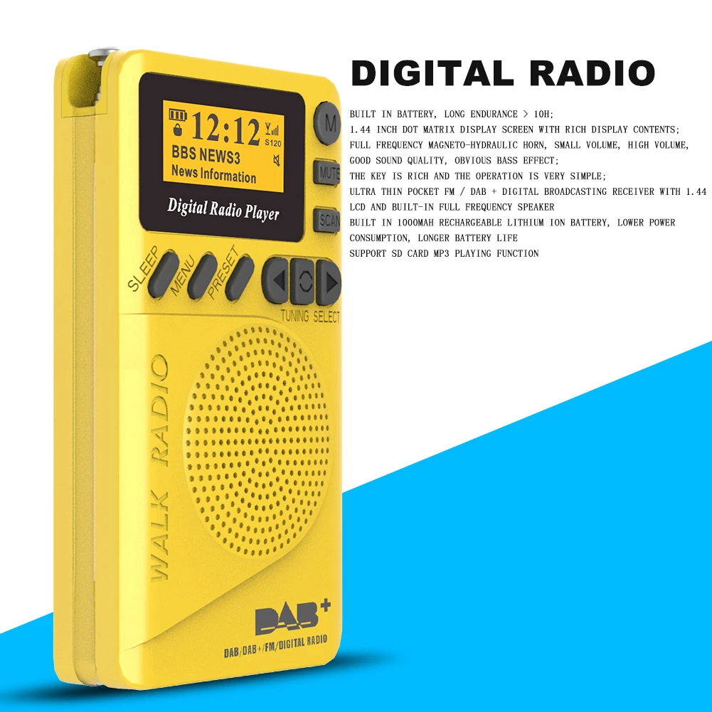 DAB P9 цифровое радио карманный мини 1 44 дюймов ЖК дисплей Дисплей Портативный FM MP3