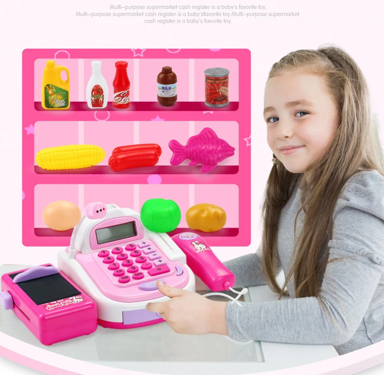 Супермаркет cashfeight Play игрушки Детские зарегистрированные кассы Updategrade электронные с деньги Дети Девочка Обучающие Развивающие игрушки