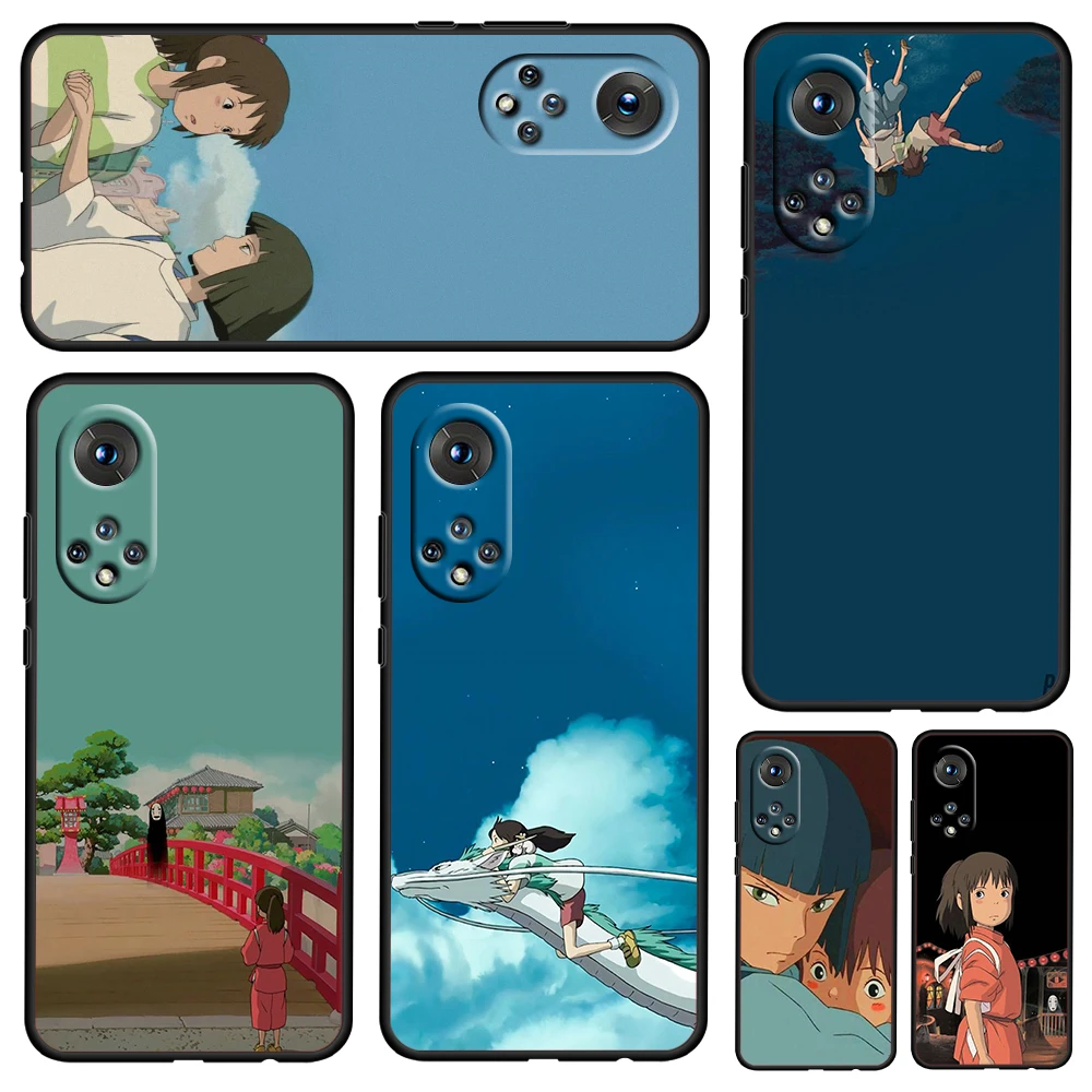

Spirited Away Japanese Anime for Honor Magic Play 3 5T Pro X20 50 SE V30 5G 30i 10X 30S 9A 9C 20S V20 Soft Black Phone Case