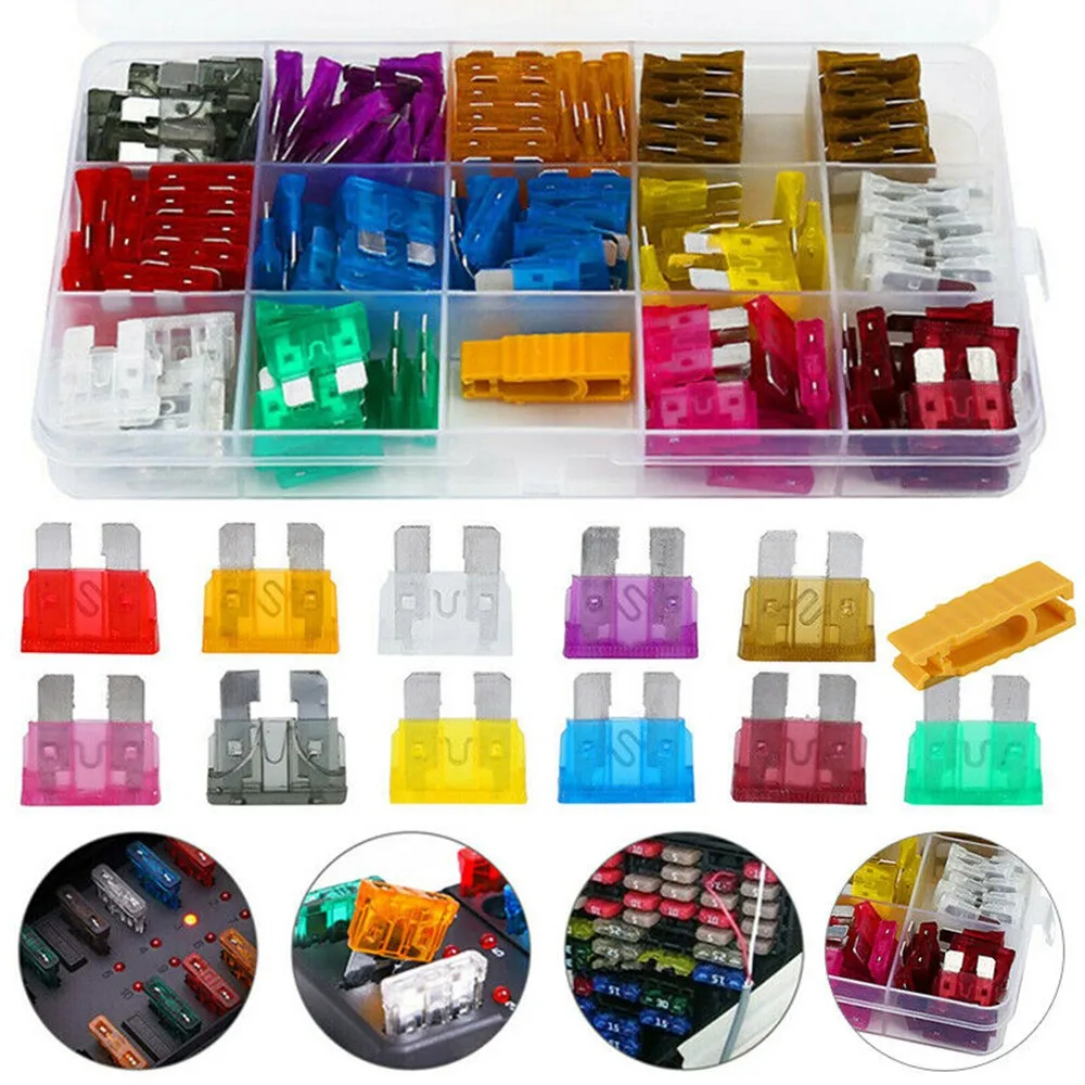 

150Pcs Car Fuses 2/3/5/7.5/10/15/20/25/30/35/40A With Box Clip Assortment Auto Blade Type Fuse Truck Fuses Flat Fuse Clip Set