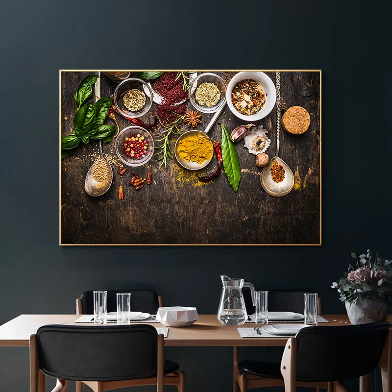 Кухонная Картина на холсте различные специи Куадрос скандинавские постеры и