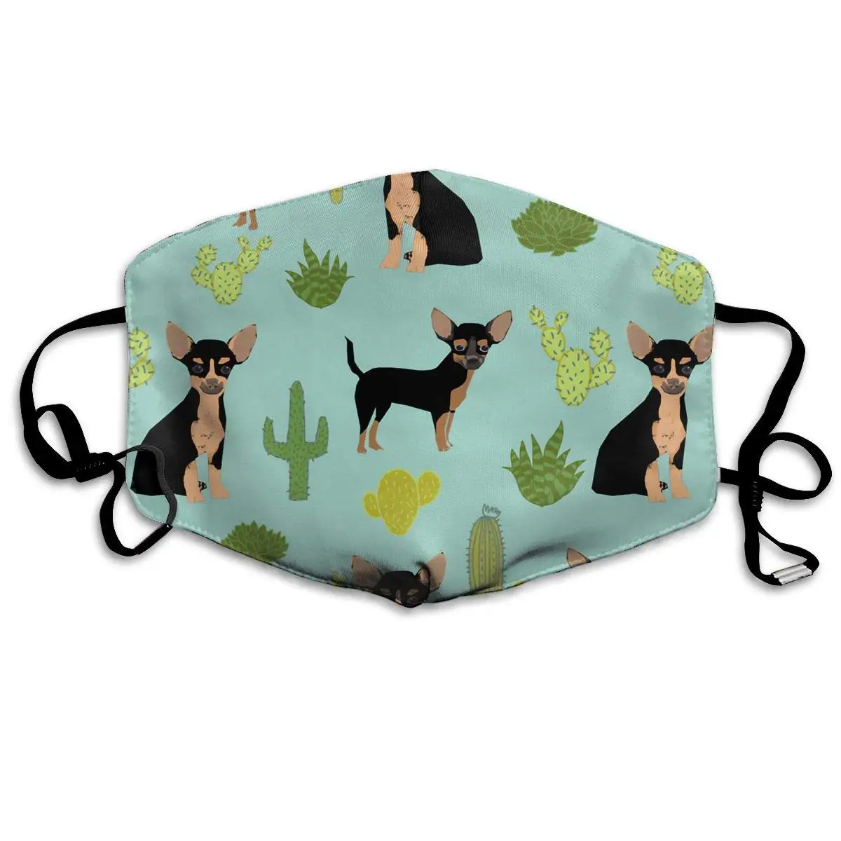 

Chihuahua Succulent Cactus Fabric Washable Reusable Mask, Cotton Anti Dust Half Face Mouth Mask For Kids Teens Men Women With