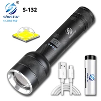 super bright led flashlight wtih 4 core p50 lamp beads waterproof zoomable torch suitable for adventure camping cycling etc