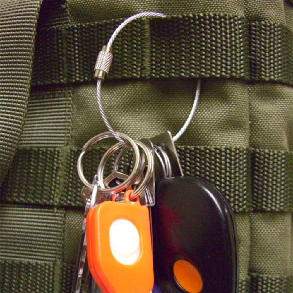 

5pcs Outdoor Camping Wire Rope Key Ring Stainless Steel Circle Wire Chain Carabiner Wire Rope Key Ring Outdoor Camping Tool