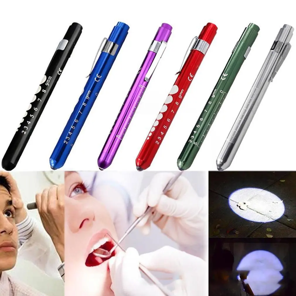 

Portable LED Flashlight Work Light First Aid Pen Light Torch Lamp With Pupil Gauge Measurements Nurse Diagnosis