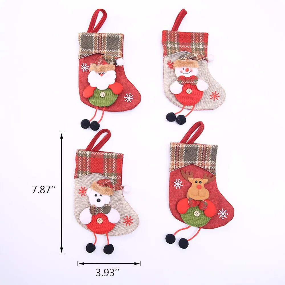 4PCS E Детские сумки для конфет, носки Санта-Клауса, подарок, рождественские чулки, висячие украшения, держатели для подарков, украшения для рождественской елки - Цвет: 4PCS E
