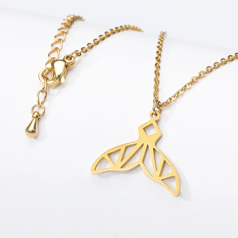 Счастливый хвост ювелирное изделие из розового золота оригами КИТ ожерелье для