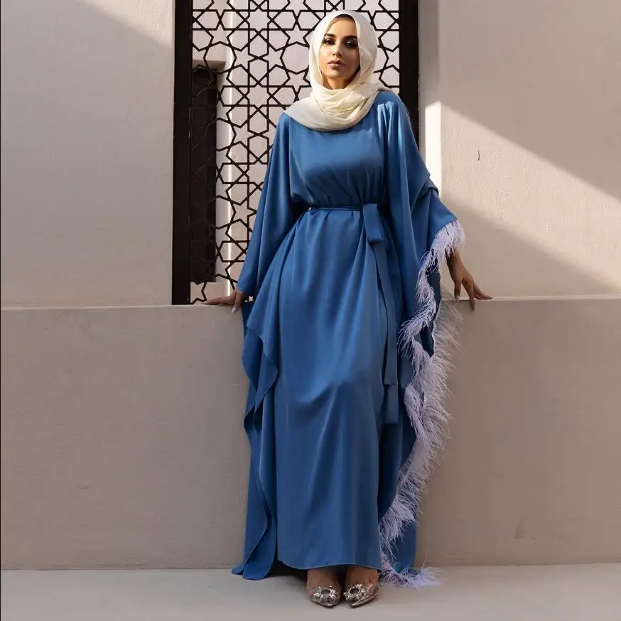 Женское платье-Абая на Рамадан, с рукавами «летучая мышь», с бахромой, в дубайском, мусульманском, турецком стиле, элегантный, платья Хиджаб