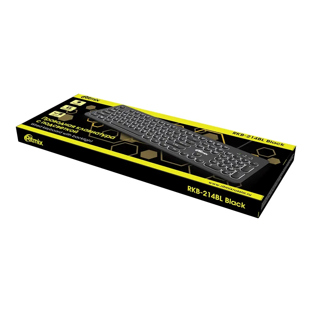 Computer keyboard with backlight ritmix rkb-214bl [Wired membrane Keys-104 USB black] for компов computer PC Russian | Компьютеры и