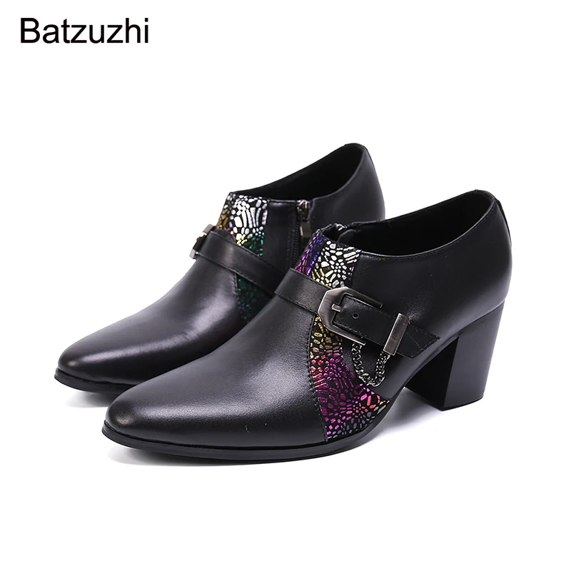 

Batzuzhi 7cm Heels High Men's Shoes Pointed Toe Leather Dress Shoes for Men Business/Party and Wedding Chaussures Hommes