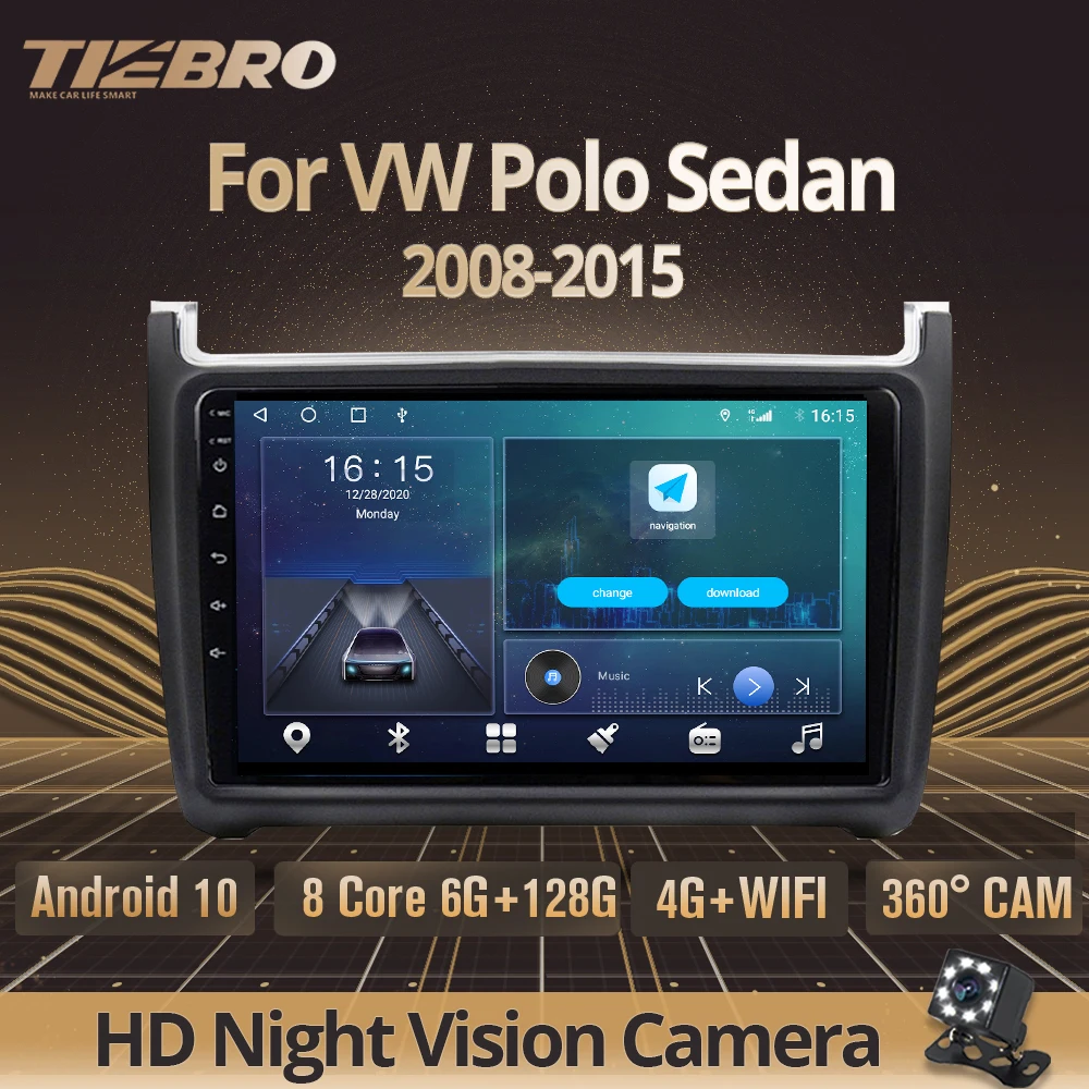 

Автомагнитола 2DIN Android 10 для VW Polo Sedan 2008-2015 GPS-навигация стерео приемник Авторадио DSP Автомобильный приемник NO 2DIN DVD IGO
