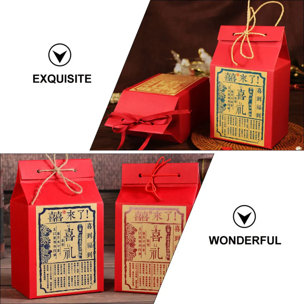 

4pcs Vintage Candy Bags Wedding Candy Wrapping Pouch Gift Paper Bag (Red Blue)