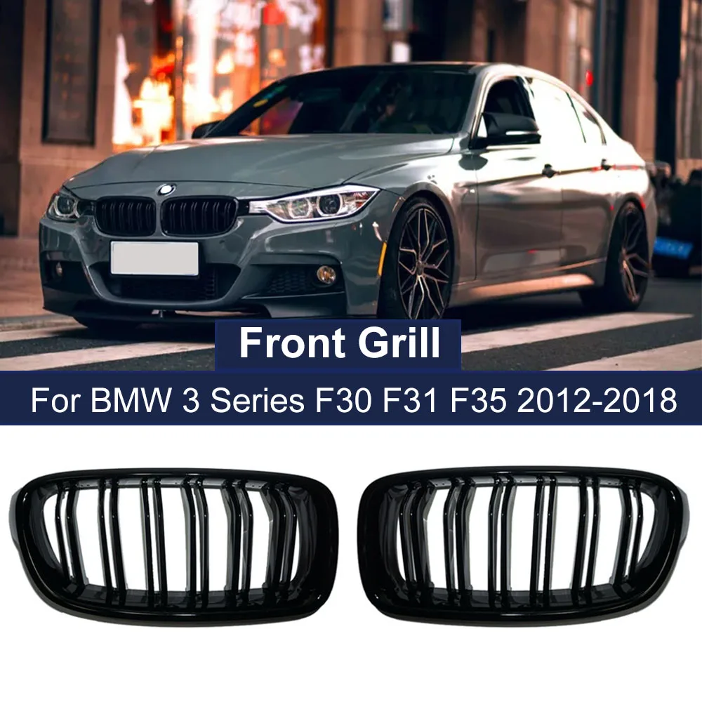 

Car Gloss Black Front Bumper Grille For BMW 3-Series F30 F31 F35 2012-2018 Sport Grill Double Slat Line Grilles Kindey Grills