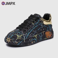 jmpx brand sneakers womens big size 43 new color rhinestone fashion flat latest vulcanized shoes shiny ladies loafers platform