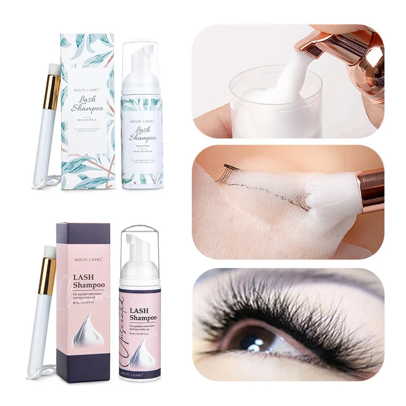 60 мл набор для чистки ресниц с кисточкой-муссом подтяжки пена очистки инструмент