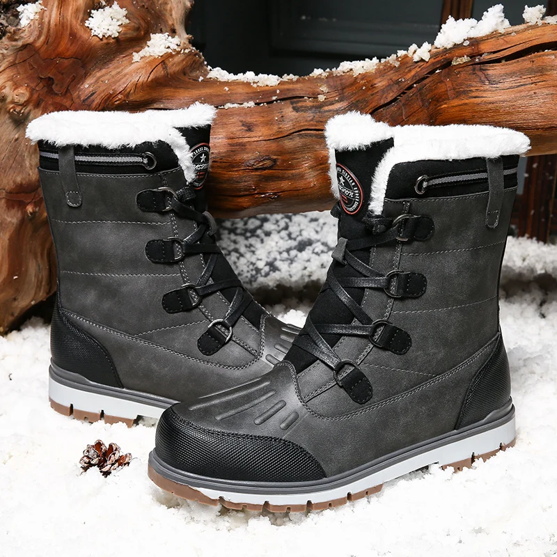 

2021 Winter New Men's Snow Boots High-Quality Plus Velvet Cotton Boots Outdoor Non-Slip Hiking Boots Fashion Casual Warm Boots