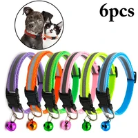 6 pcsset pet dog collar adjustable small dog leash with bell positioning cute puppy teddy outdoor harnesses dogs accessories