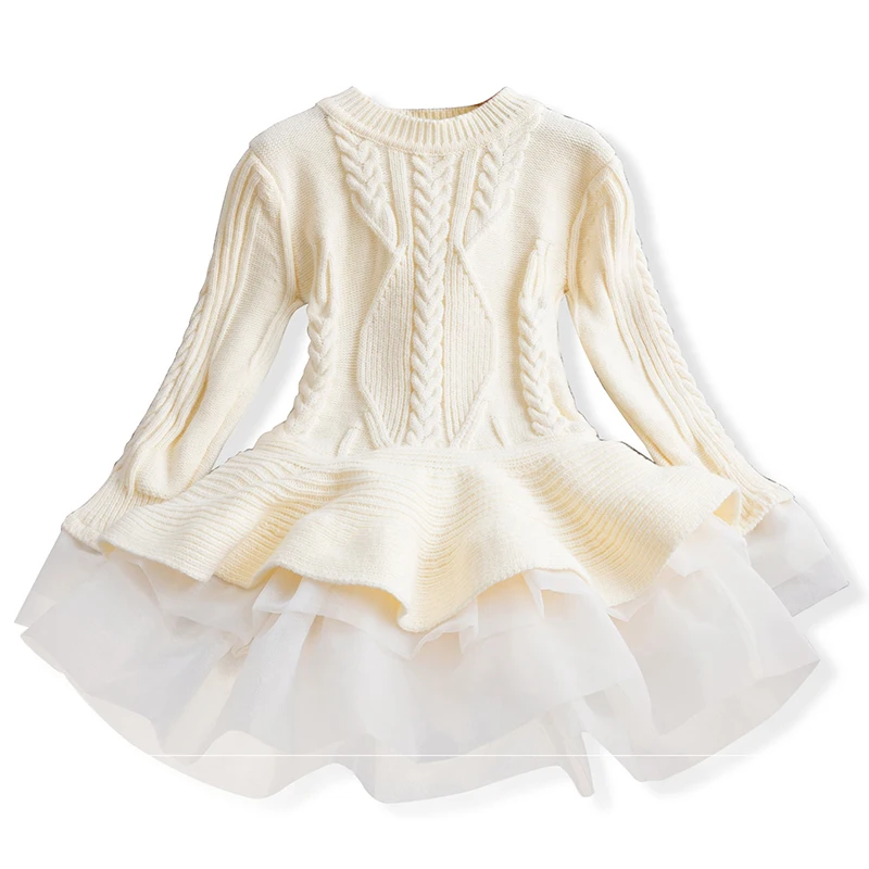 Girl Dress Knitted Baby Kids Tutu Birthday Party Dresses Long Sleeve Children Thick Winter For Girls | Детская одежда и обувь